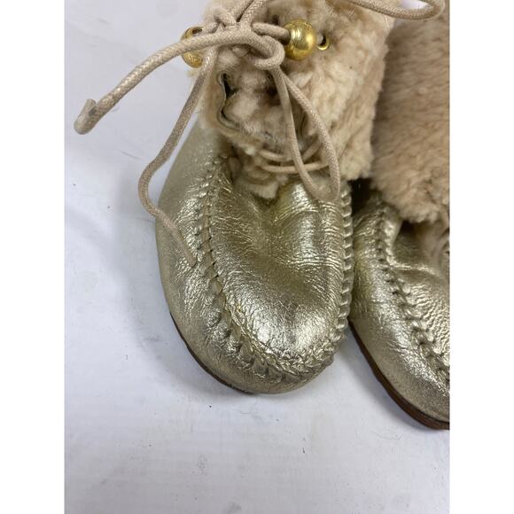 Coach Gold Metallic Fur Boots 9W - Picture 2 of 9